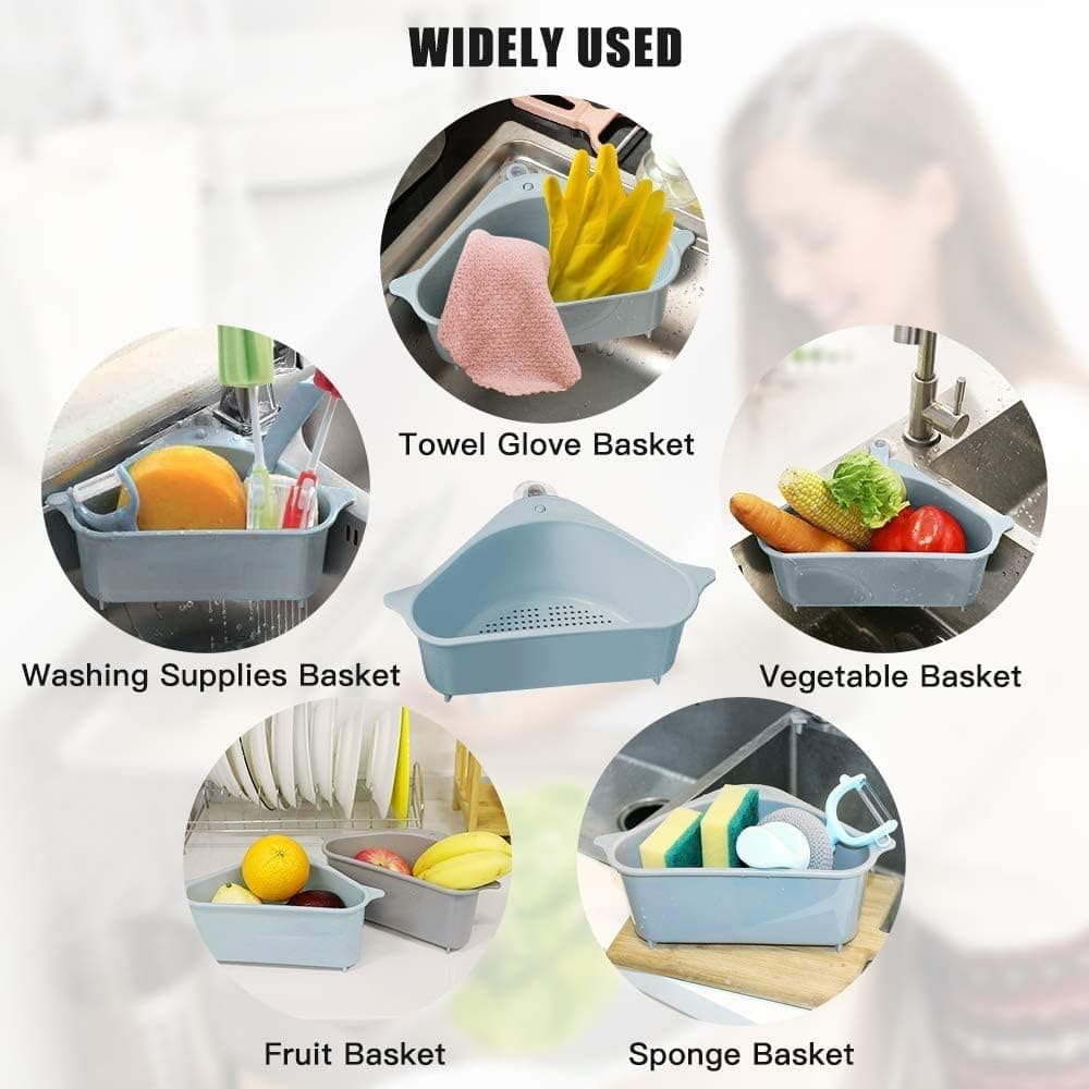 2 Pack Sink Drain Shelf, Triangular Shelf Sink Storage Rack Kitchen Sucker Storage Holder Bathroom Support Corner Hanging Basket Soap Box Organizer