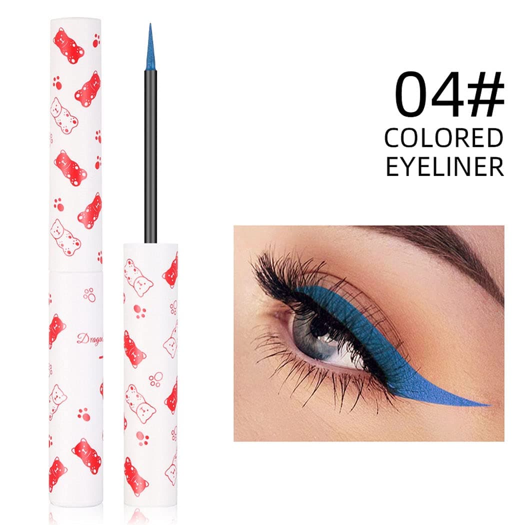 Kisshine Eyeliner Colorful Liquid Eye Liner Waterproof Blue Eyeliners Long Lasting Costume Party Eye Makeup for Women and Girls Pack of 1 (Blue 04#)