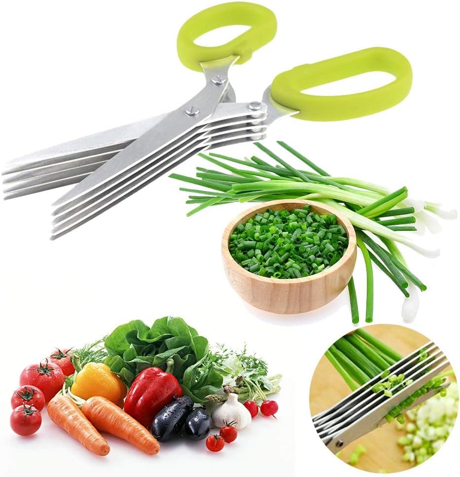 Minced 5 Blades Stainless Steel Kitchen Scissors Herb Cutter Shredded Rosemary Scallion Cutter Herb Chopped Tool Cut
