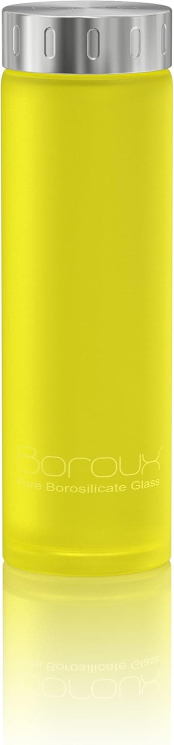 Boroux Spectrum Glass Water Bottle .5 liters- Protective Silikote Technology Adhered to Eco Friendly BPA Free Pure Borosilicate Glass. Perfect for Essential Oils, Juicing, Smoothies