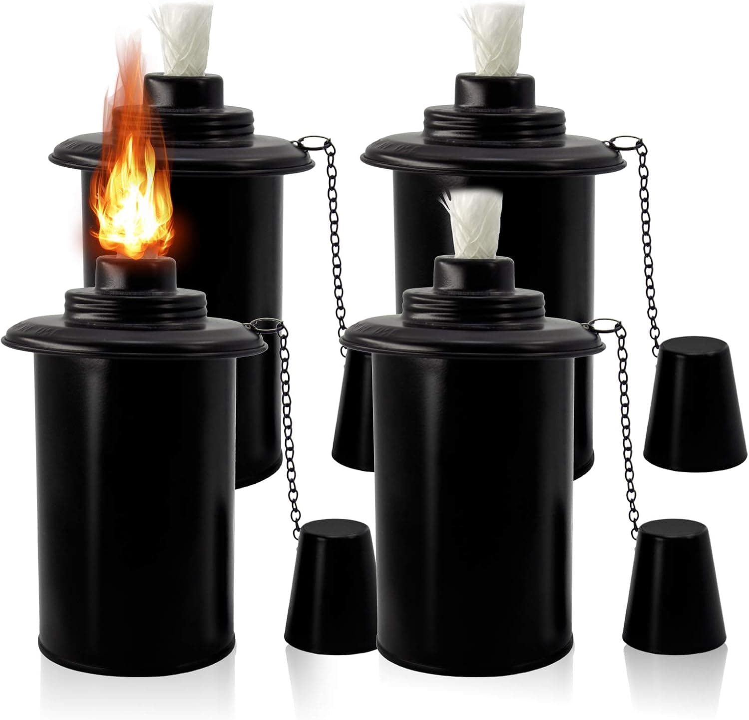 TaoTazon 12oz Torch Replacement Canisters, Bamboo Lantern Refillable Torches, Decorative Torch Canister Replacement for Yard, Patio, Deck, Garden, Party, Landscape