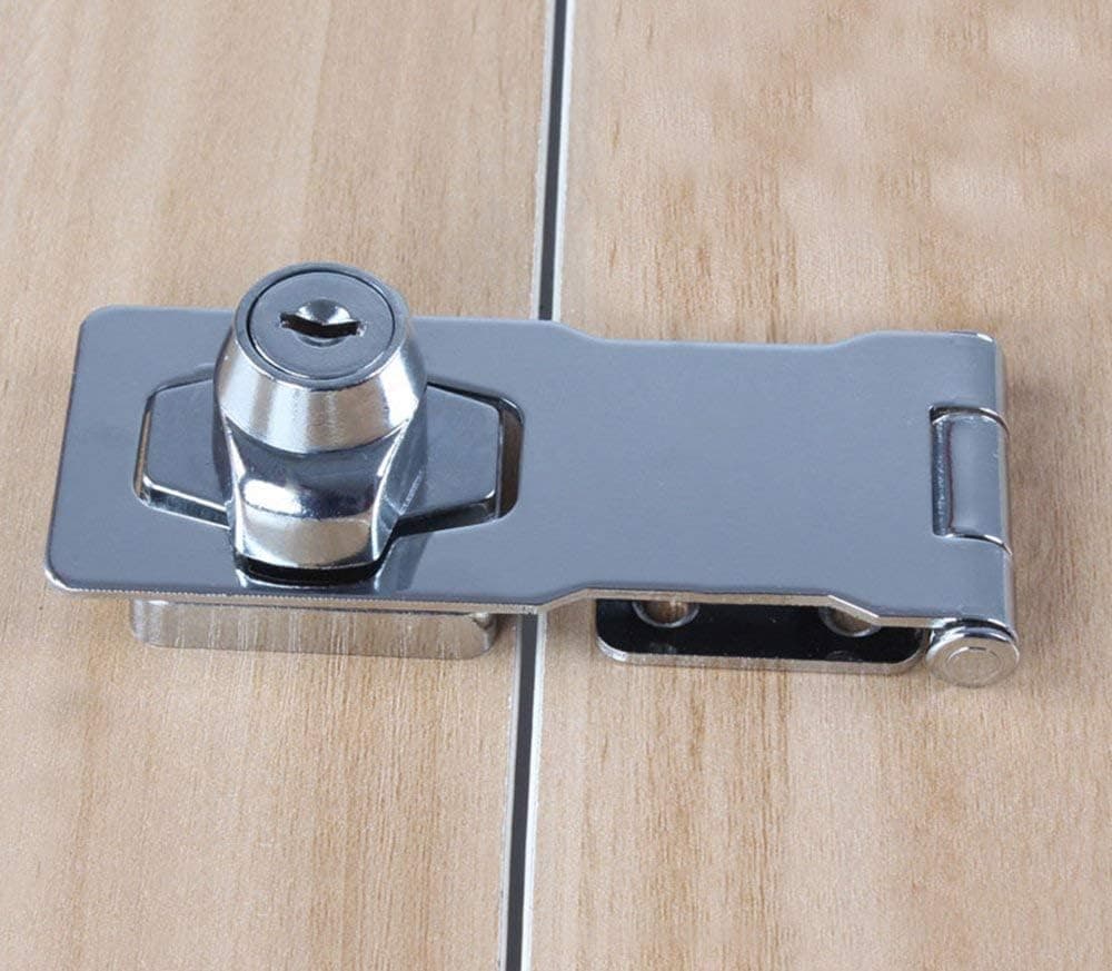 Keyed Hasp Locks Twist Knob Keyed Locking Hasp,Chrome Plated Hasp Lock with Keys,Door Lock Clasp w/Screws for Door Cabinet