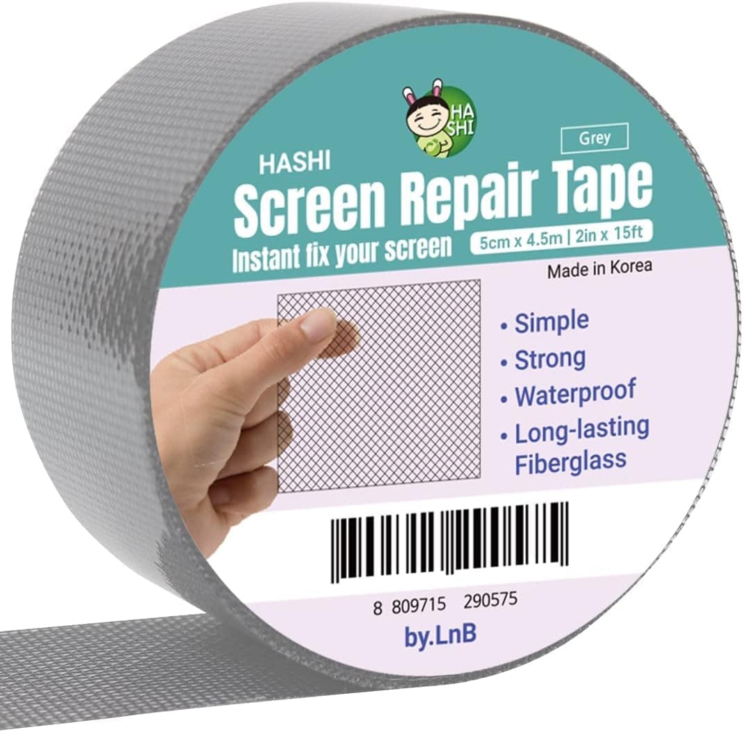 Screen Repair Kit for Windows or Doors (2" x 15FT, Grey) 3-Layer Strong Adhesive Tape Mosquito Screenmend Tape, Screen Repair Patch, Fiberglass Covering Mesh for Holes by HA SHI