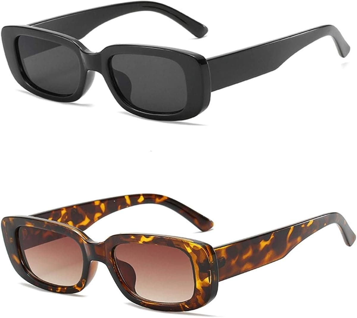 IKUVNA Rectangle Sunglasses for Women Black 90s Retro Sunglasses Fashion Y2K Square Sunglasses