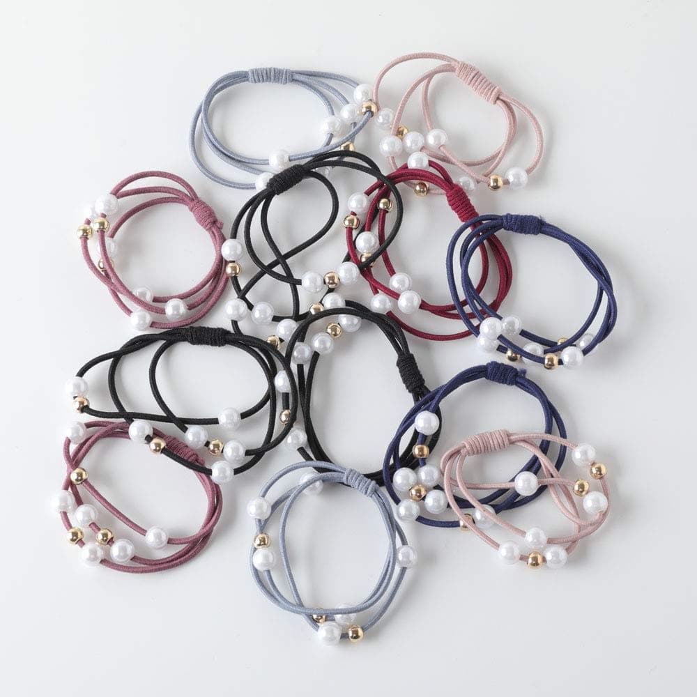 Small beads hair ring headband, hair rope three-in-one small fresh and simple, 10 pieces of multiple colors