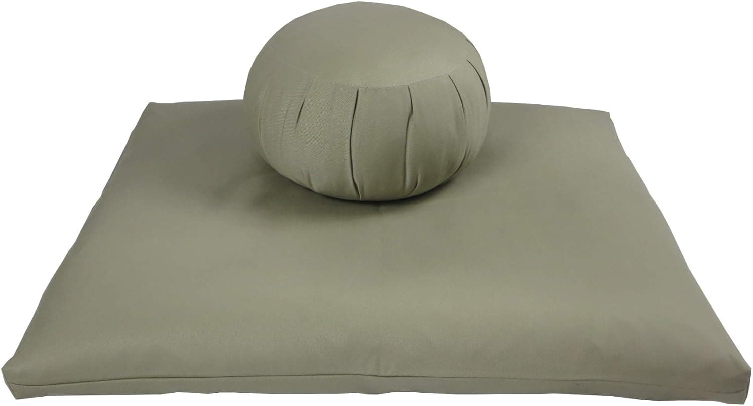 Kapok Zafu and Zabuton Meditation Cushion Set (2pc), Sand