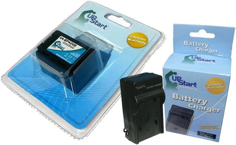 Upstart Battery IA-BP420E Replacement Battery and Charger for Samsung HMX-H203, HMX-H204, HMX-H205, HMX-S10, HMX-S15, SMX-F40, SMX-F43, SMX-F44 Camcorders Brand with
