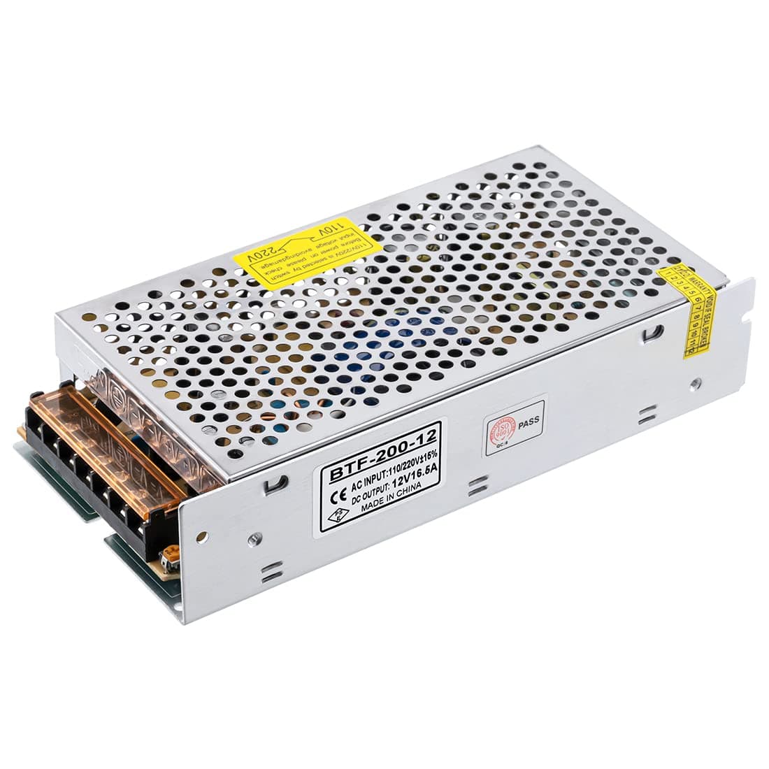 BTF-LIGHTING AC100-240V to DC12V16.5A Max198W Suit for DC12V 1A~16A Switching Power Supply Device Power Supply Adapter Converter for LED Strip Module,CCTV Camera,Security System,Radio,Cats