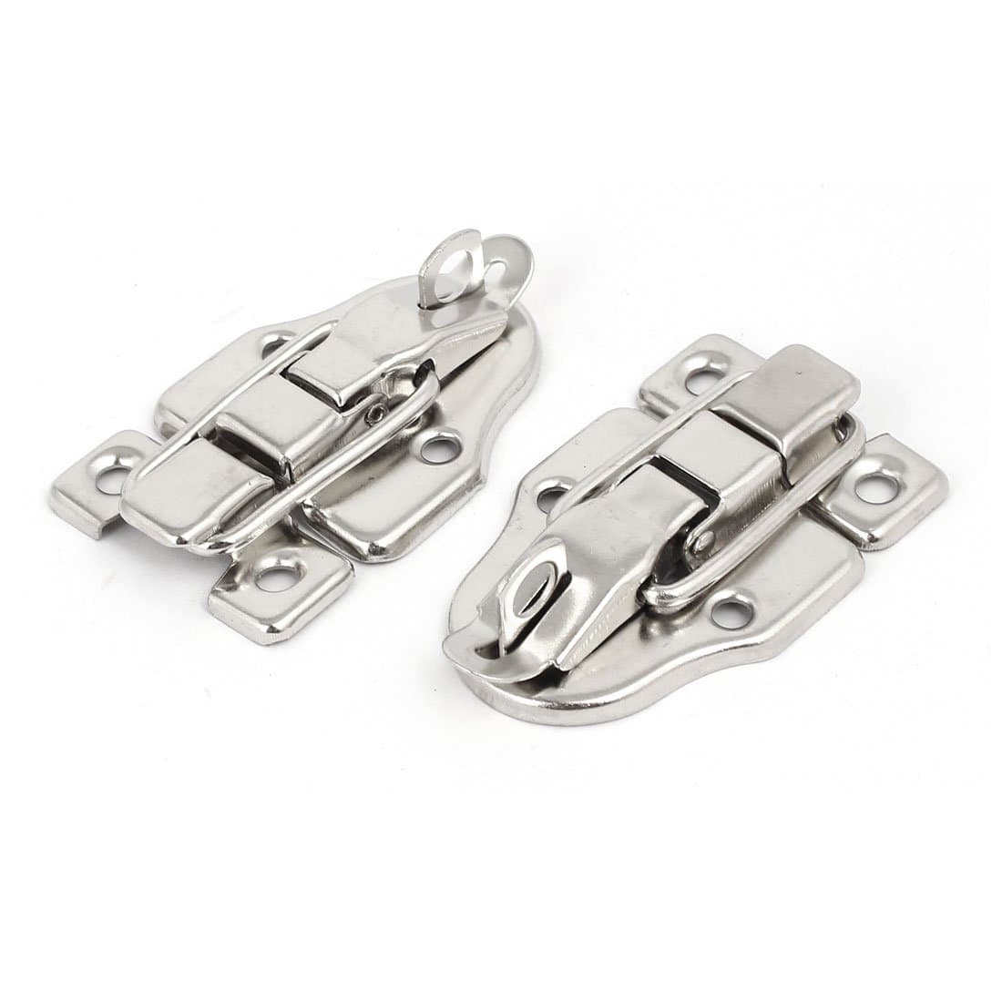 uxcell A16122100ux0414 Wood Box Toolbox Cabinet Metal Spring Loaded Latches Catch Toggle Hasp (Pack of 2)