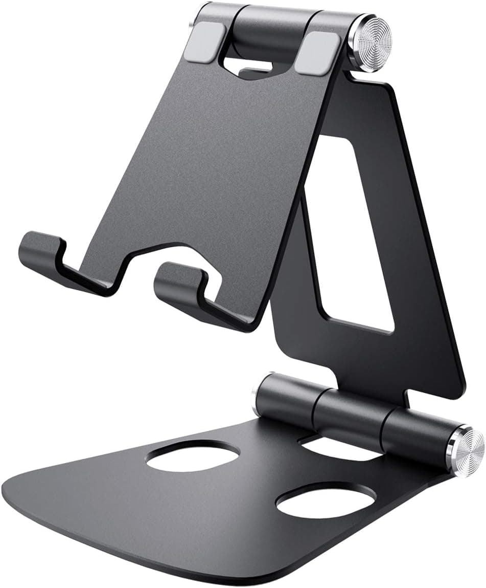 Tablet Stand Adjustable, Desktop Stand Holder Compatible with iPad iPhone, Switch, Samsung Galaxy Tabs, Amazon Kindle Fire HD, E-Reader (4-10'') - Black
