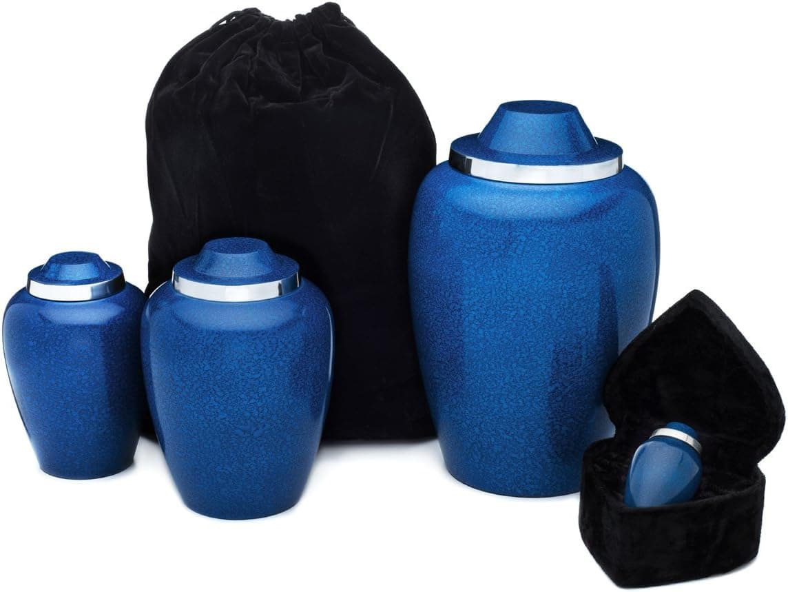 UrnConcern® Coventry Cobalt Blue Cremation Urn. 3 inch Keepsake Size.