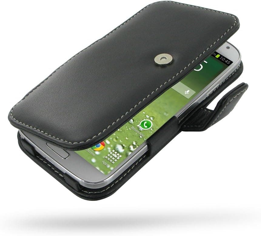 Pdair Leather Case for Samsung Galaxy S IV S4 GT-i9500 - Book Type (Black)
