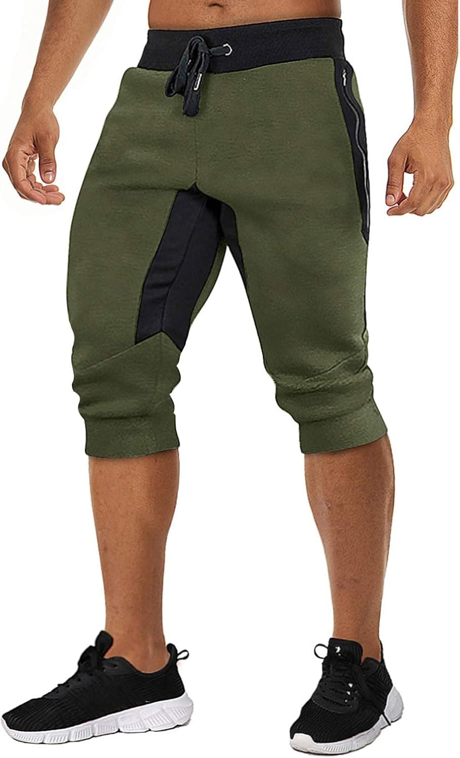 TACVASEN Men's Shorts 3/4 Jogger Capri Long Shorts Running Cotton Below Knee Pants with Pockets