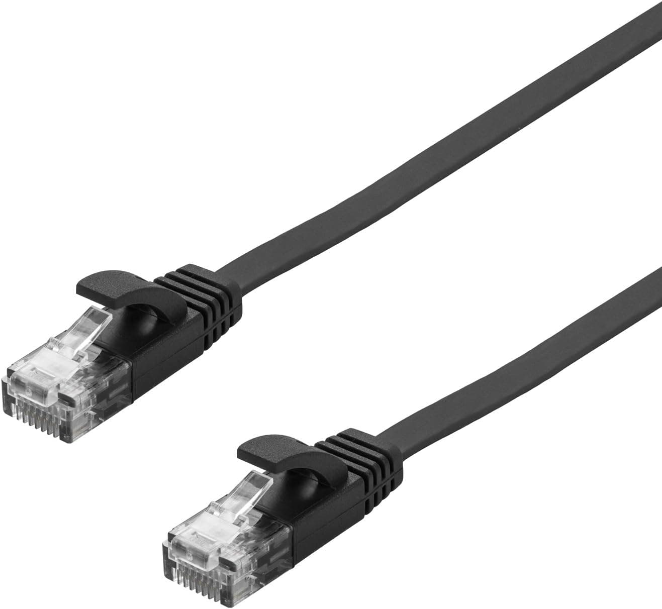Aurum Cables Flat Cat6 Snagless Network Ethernet Patch Cable - 1.5 Feet - Black - 2 Pack