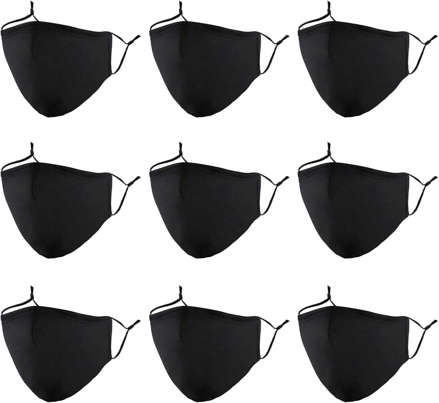 Plain Cotton Reusable Face Mask for Women Men Washable Breathable Designer Cloth Fabric Madks Nose Cover Adjustable Gift Stretchy Facemask Daughter Girlfriend Wife Her Husband Mom Cute Sport Black