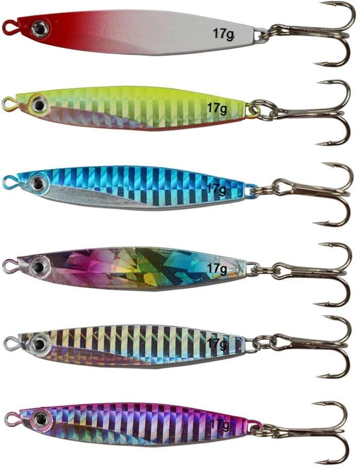 Persei 6pcs Jigs Fishing Lures Sinking Metal Spoons Micro Jigging Bait Swimbait Wobbler