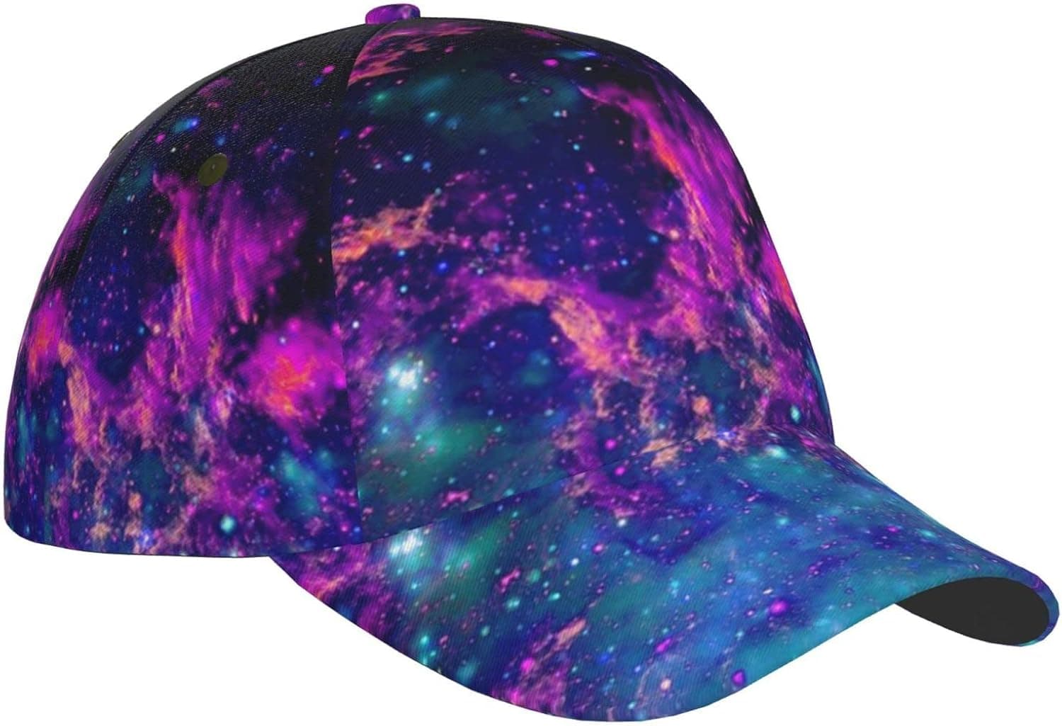 AMRANDOM Basic Dad Baseball Cap for Kids Children Toddlers - Moisture Wicking Breathable Team Arch Dad Hat Hip Hop Ball Cap Fitted Running Cap, Clouds Galaxy Purple Blue Art Hat
