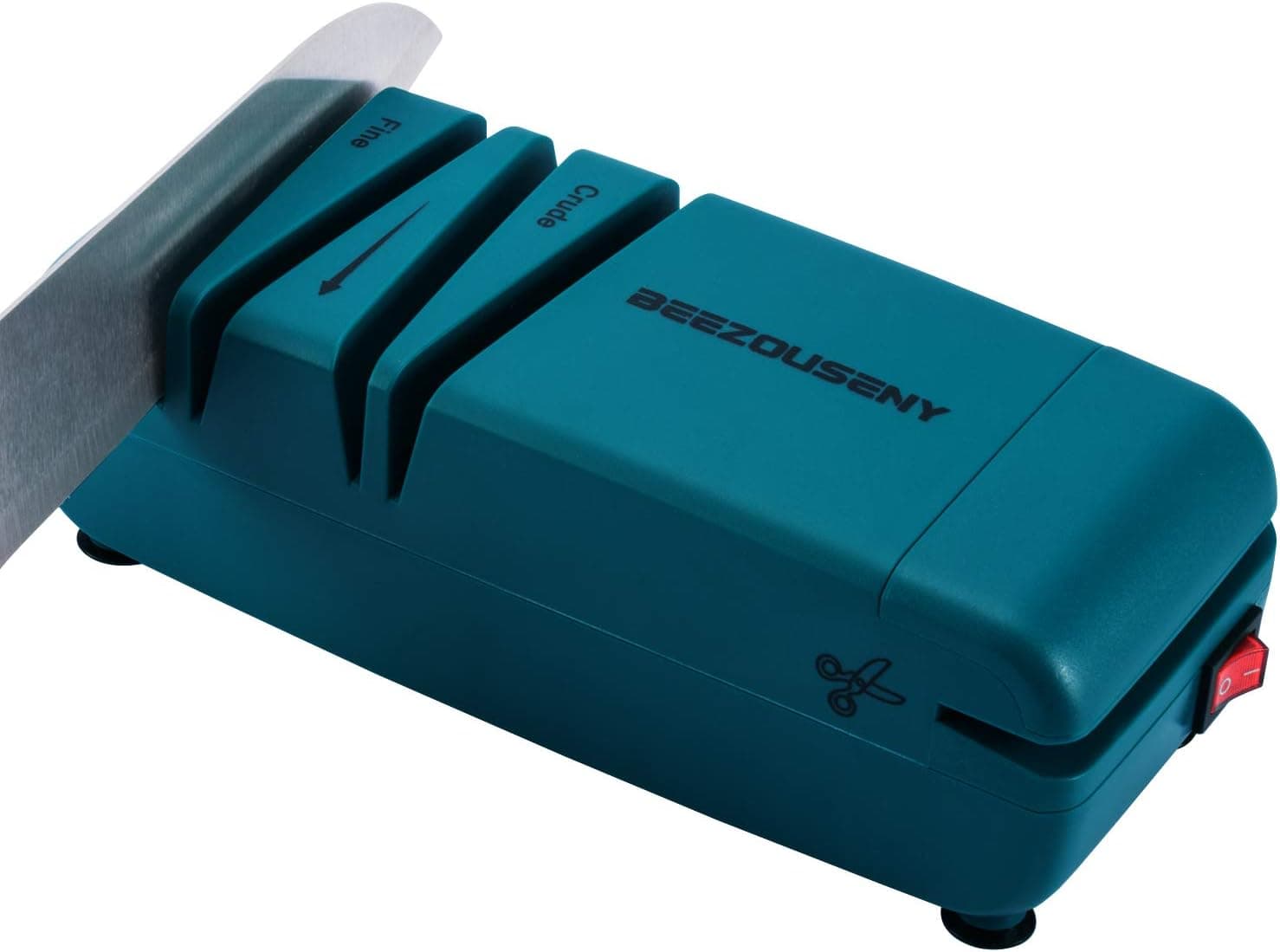 Beezouseny Knife Sharpener Electric, 50W Plug In Kitchen Knives Scissors Sharpener Machine For Home And Chef, 2 Wide Stages 15-Degree Bevel, Green