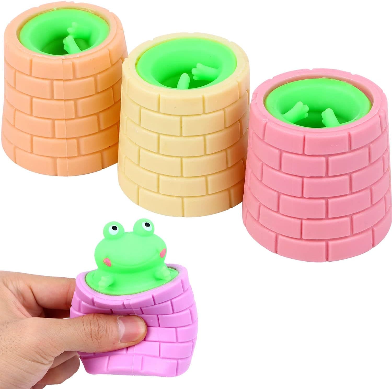 HOXIEYA Frog Toys Frog Squishy Stress Relief Balls (3 Pack),Tricky Toy Funny Frog Antistress Toy Miniature Sensory Toys Birthday Party Favors