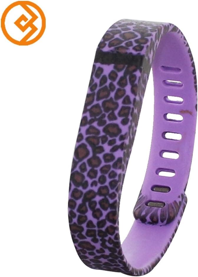 Bandcase New Style Lepoad Set Size Large L or Size Small S Multicolor Leopard Combinational Replacement Bands with Metal Clasps for Fitbit Flex Only No Tracker/ Wireless Activity Bracelet Sport Wristband Fit Bit Flex Bracelet Sport Arm Band Armband (Purple, Large)