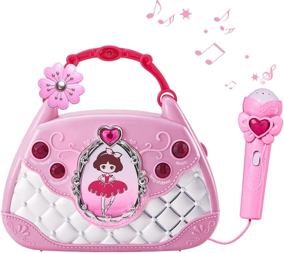 Toddler Karaoke Microphone for Kids 4 Year Old Girl Gift-Singing Karaoke Machine for Kids with Built-in Music- Nice Toys for 3 4 5 Year Old Girl Birthday Gifts