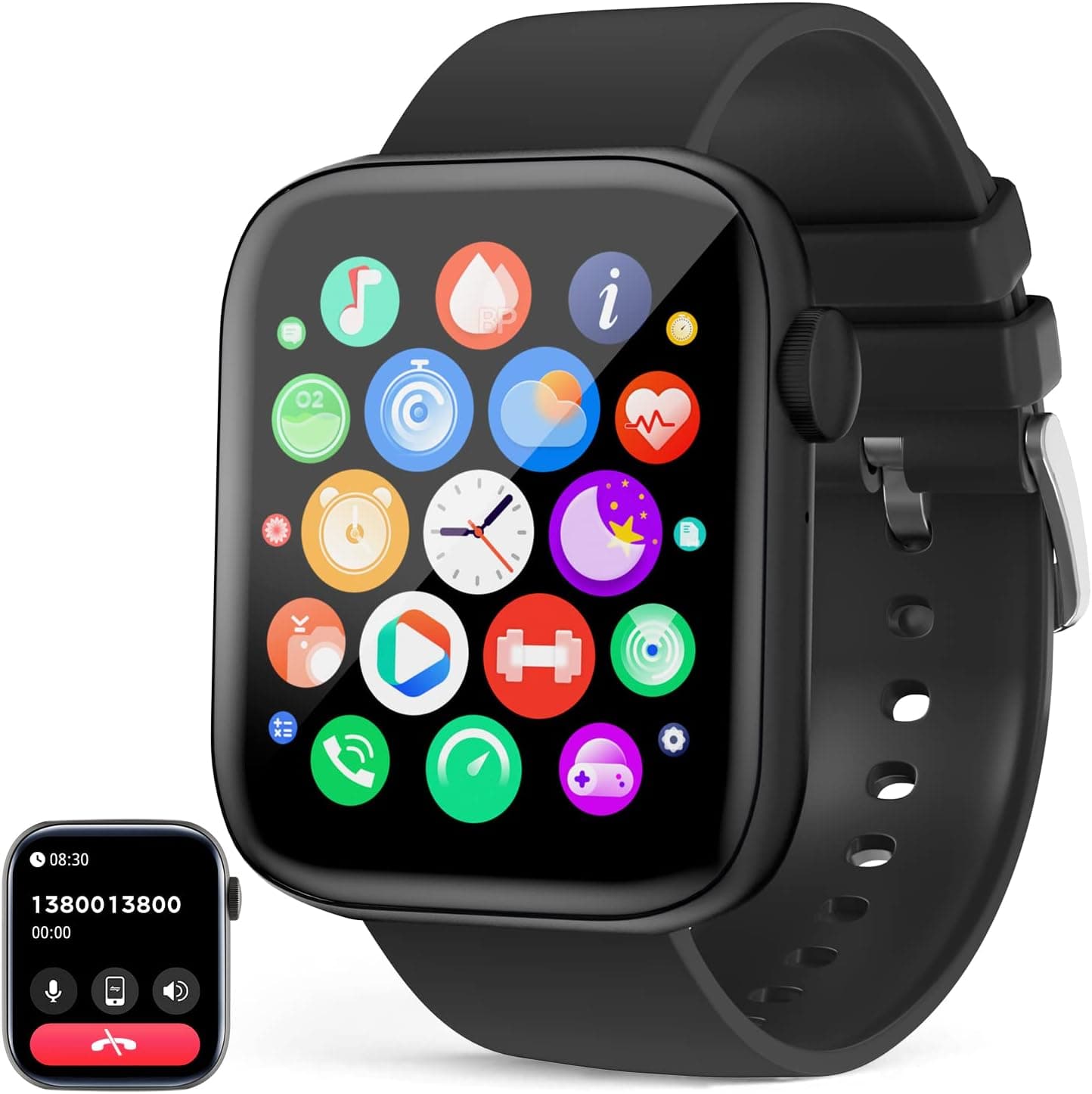 UHOOFIT Smart Watch with Text and Call, 1.8” Full Touch Screen Fitness Tracker with AI Voice Bluetooth Watch with 120+ Sport Modes for Men Women Compatible Android iOS