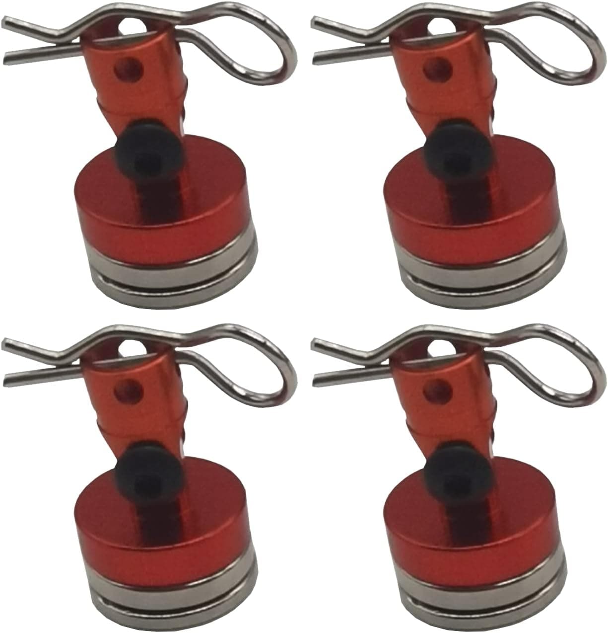 HienoLelu RC Magnetic Body Post,Invisible Body Shell Mount Column,Alloy Magnetic Body Post Mount for Traxxas Axial SCX10 D90 HSP HPI Redcat Tamiya Xray T3 / T4 Himoto 1/10 RC Car (Red)