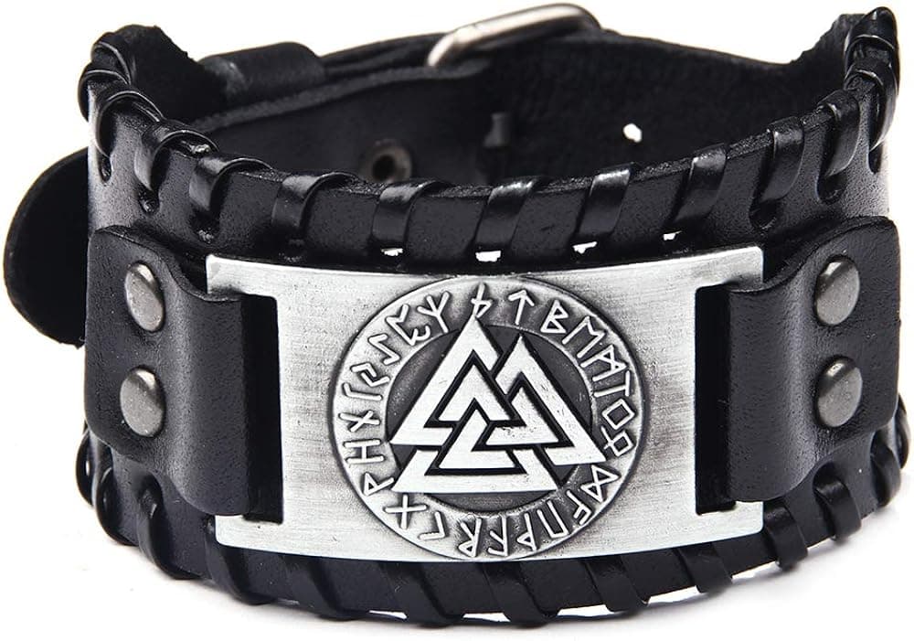 TURTLEDOVE Viking Bracelet Norse Valknut - Nordic Bracelet with Medieval Futhark Rune - Celtic Pagan Jewelry of Amulet