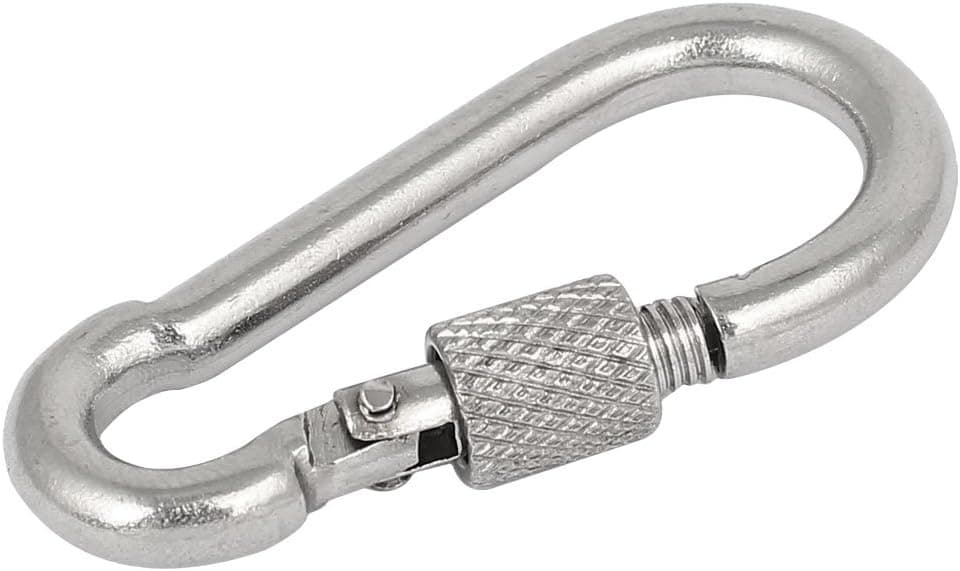 uxcell 2-Inch Length 304 Stainless Steel Spring Snap Hook Carabiner W Screw Lock