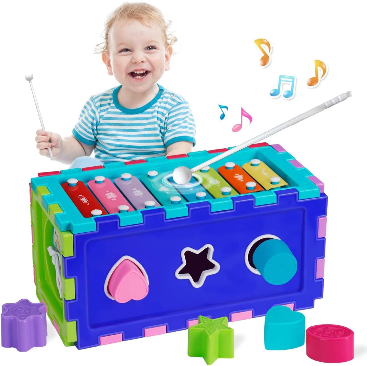 Ouji Colorful & Cute 5 in 1 Multi-Functional Educational Activity Cube - My First Toys & Birthday Gifts