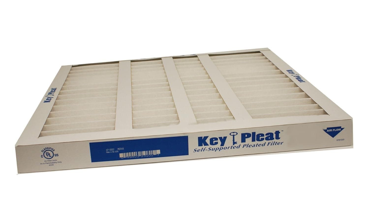 Sterling Seal KP-5251007125x1 Purolator Key Pleat Extended Surface Pleated Air Filter, Mechanical MERV 8, 20" W x 20" H x 1" D