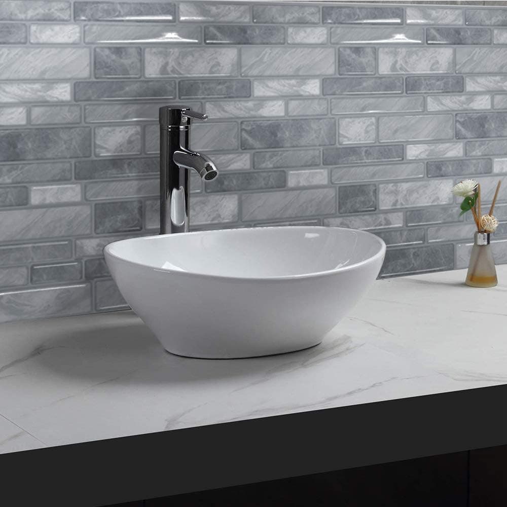 SHINEONE 12"×12" 3D Peel and Stick Wallpaper, Heat and Water Proof Vinyl Tiles Self Adhesive Removable Wall Stickers on Kitchen Backsplash Bathroom, 10 Sheets, Marble Design (10, Light Grey)