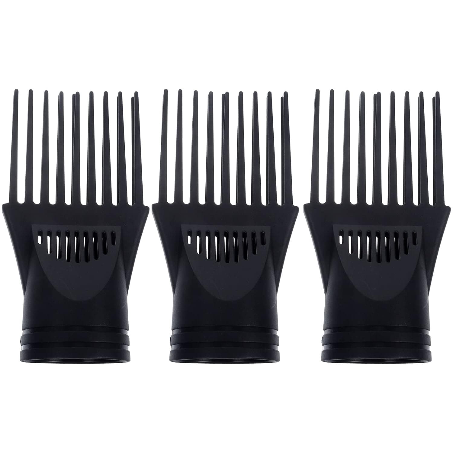 HEALLILY 3PCS/Set Hair Dryer Comb Attachment Professional Hair Dryer Comb Nozzle Hairdressing Styling Salon Tool for Barber Shop blow dryer attachment 15x13x6cm(Black)