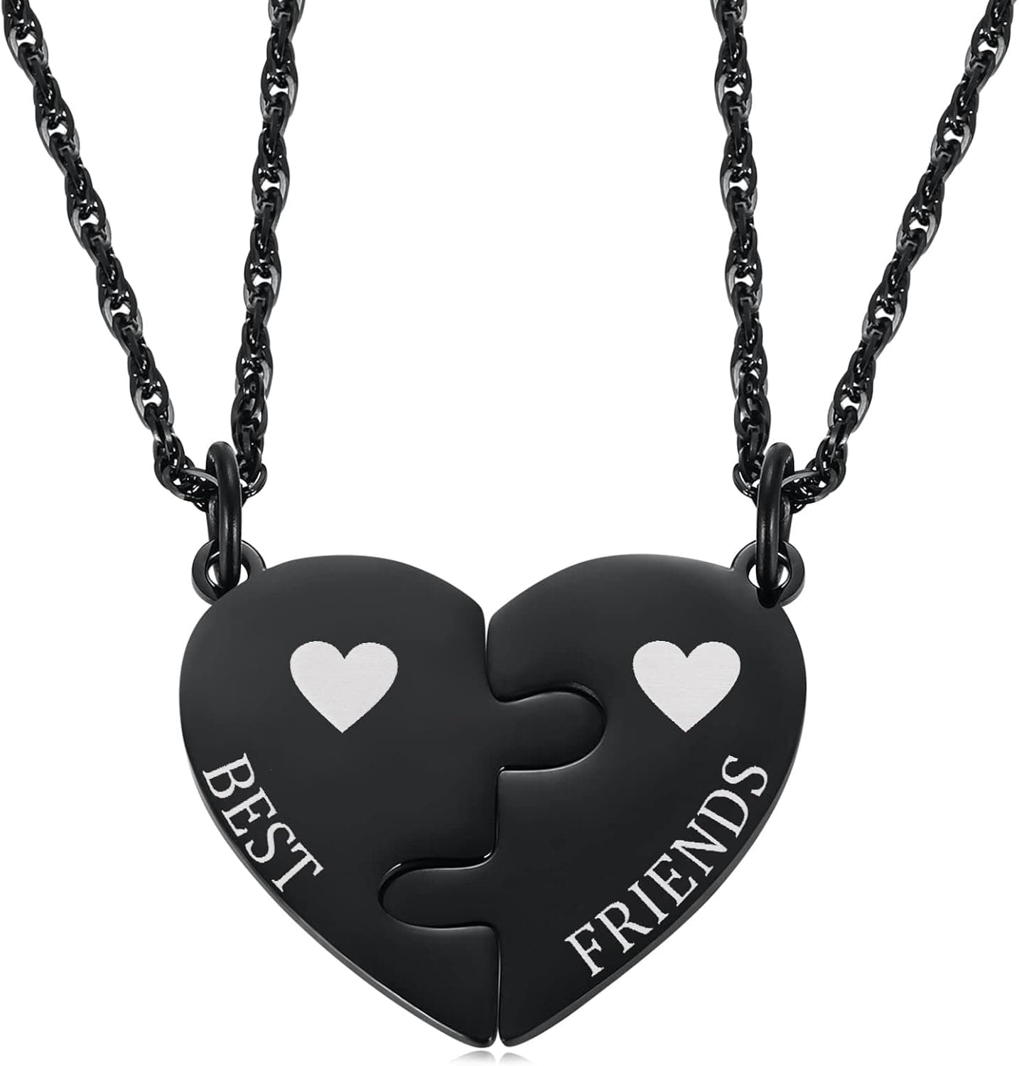 Ukodnus Best Friends Matching Heart Necklace Set for 2 BFF Necklaces Long Distance Friendship Jewelry Gifts for Women Girls