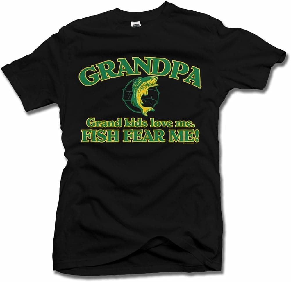 Grandpa Grand Kids Love Me Fish Fear Me T-Shirt Men's Tee (6.1oz)