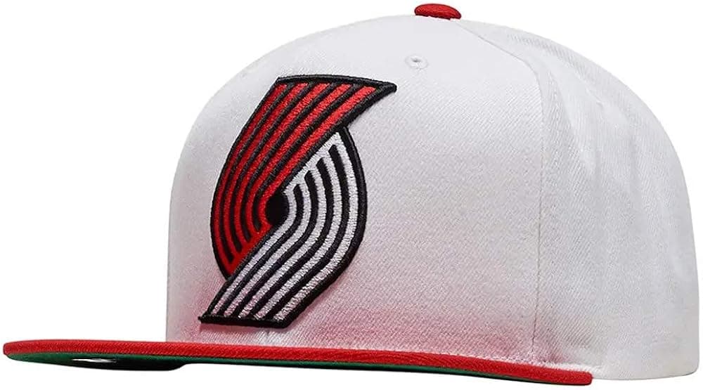 Portland Trailblazers Mitchell & Ness White Team Logo Snapback Hat