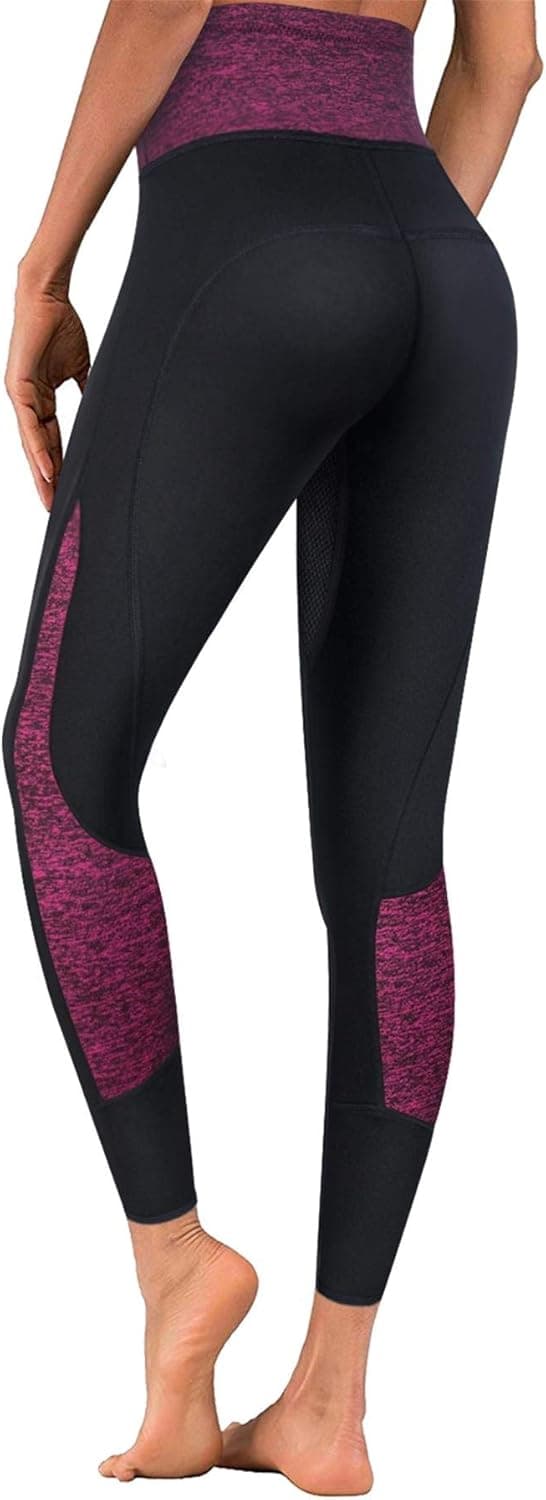 TrainingGirl High Waist Sauna Sweat Pants Slimming Neoprene Weight Loss Workout Capri Leggings with Zipper Pocket for Women