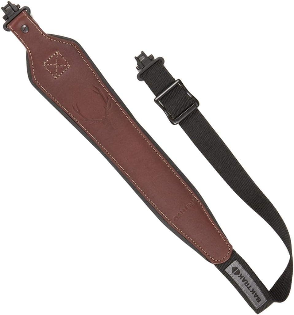 Allen Company Bull Basin Leather Rifle Sling, Brown with BakTrak Anti Slip Technology, 19" x 3.5" (8347)