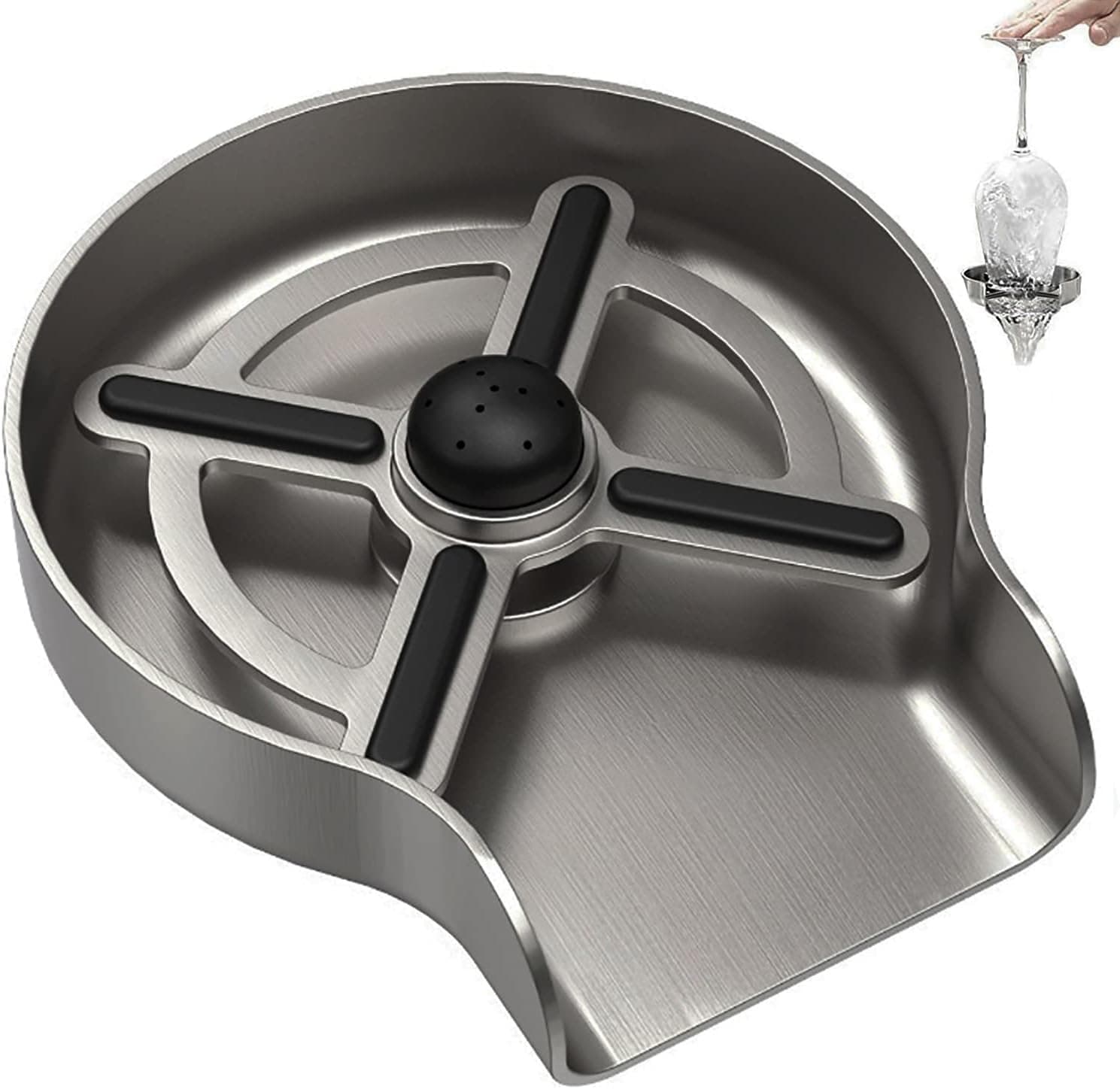 Glass Rinser for Kitchen Sinks - Bottle Washer, Glass Cup Rinser, Metal Glass Rinser, Kitchen Sink Accessories, 304 Stainless Steel