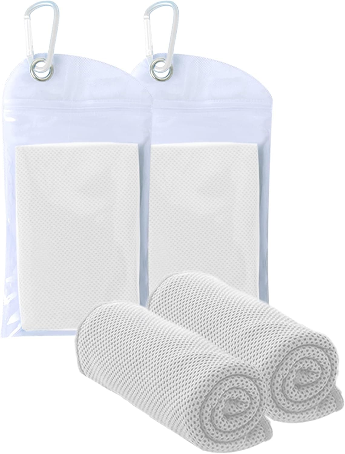 2 Packs Cooling Towel (40"x 12"), Ice Towel, Microfiber Towel, Soft Breathable Cool Towel Stay Cool for Golf,Yoga,Sport,Gym,Workout,Camping,Fitness,Running,Workout (White)