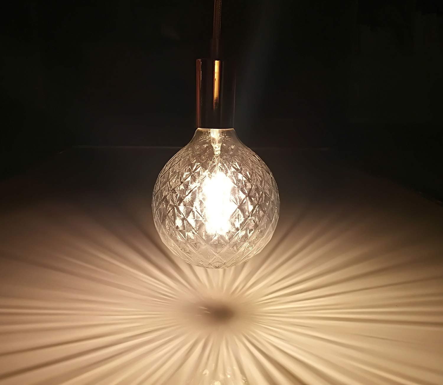 LA JOLIE MUSE Modern Led Gold Pendant Light - Glass Hanging Ceiling Light Fixture Indoor, Includes 6.5 Watts Bulb, Metal Socket, Adjustable Cord, Home Decor Gift