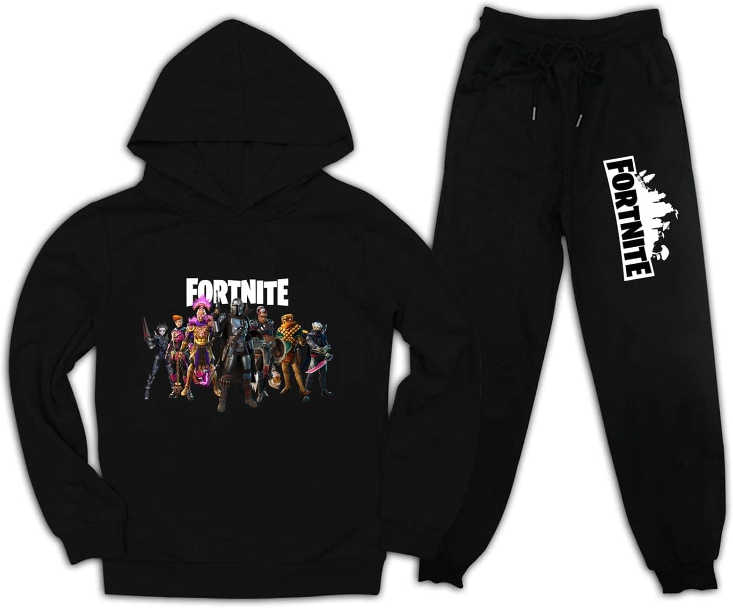 Epic Games Fortnite Pullover Hoodie and Sweatpants Suit 2 Piece Outfits Hooded Sweatshirt Set Tracksuit for Boys Girls, Large (PMVW-BXU-8O6)