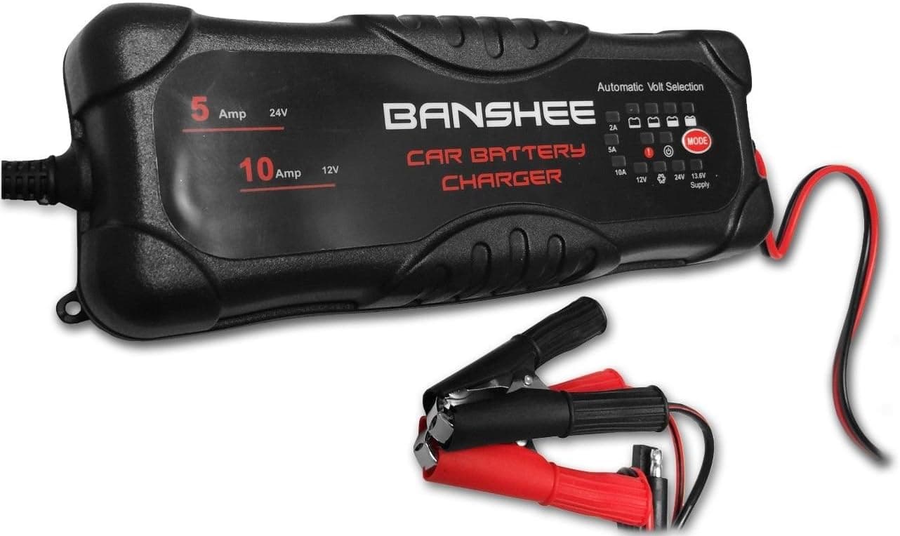 2/5/10A Automatic Smart Battery Charger with 12V/24V DC Output Voltage