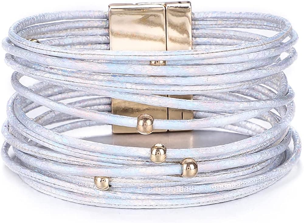 KSQS Gold Cross Leather Cuff Bracelet for Women Boho Wide Wrap Bangle Multilayer Thick Leather Bracelets