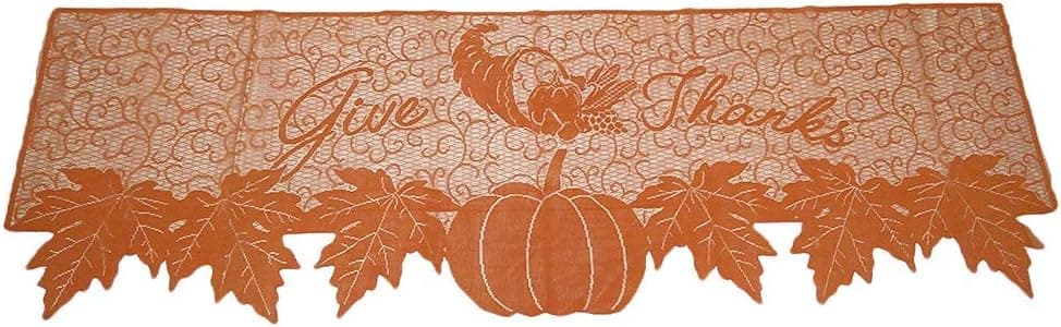FRECI Thanksgiving Mantel Fireplace Scarf Pumpkin Maple Leaves Fall Garland Banner for Thanksgiving Day Decor - A