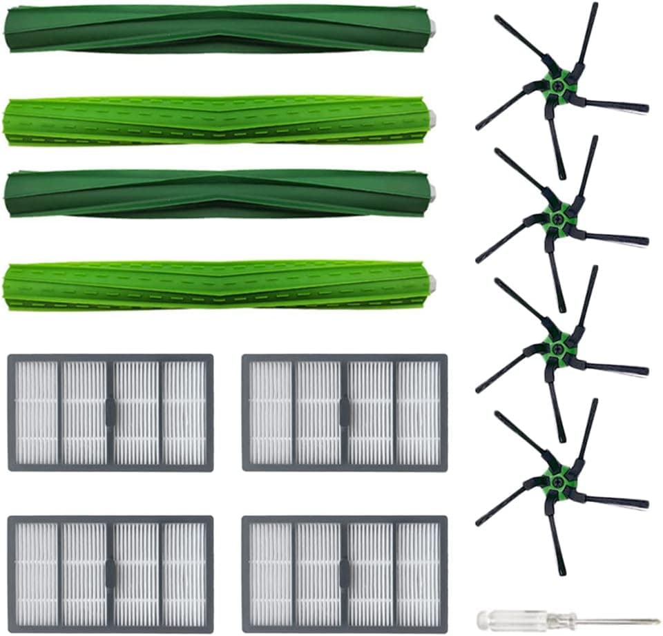 Replacement Accessories Kit for iRobot Roomba s9 (9150) s9+ s9 Plus (9550) s Series Robot Vacuum Cleaner 2 Set of Multi-Surface Rubber Brushes +4 Filters + 4 Side Brushes
