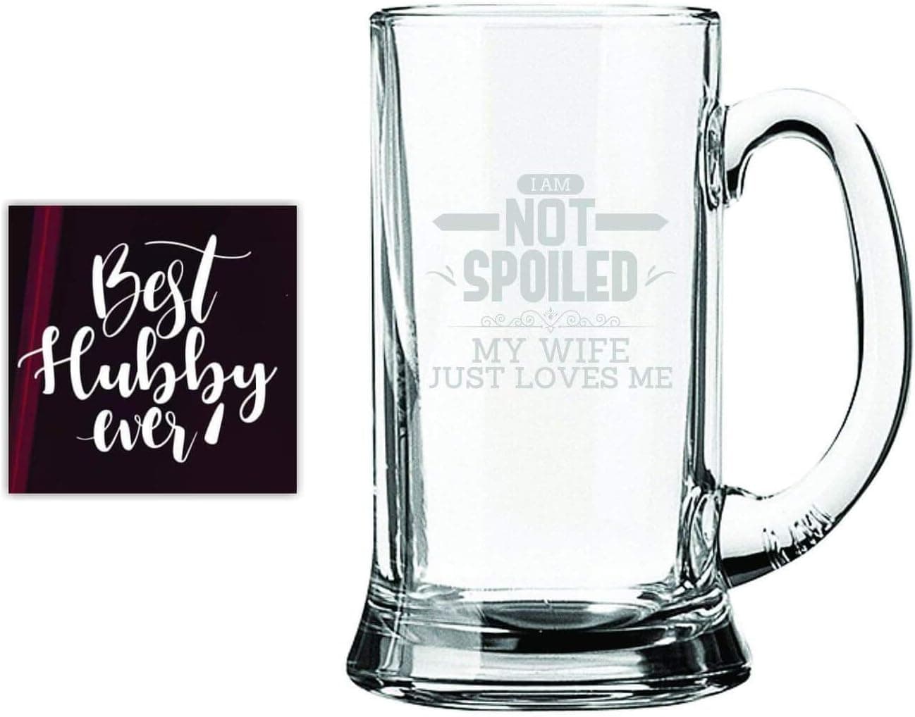 YaYa cafe My Wife Loves Me Beer Mug For Husband With Coaster - 19.6 oz| Novelty Birthday Anniversary Gifts for Men Husband