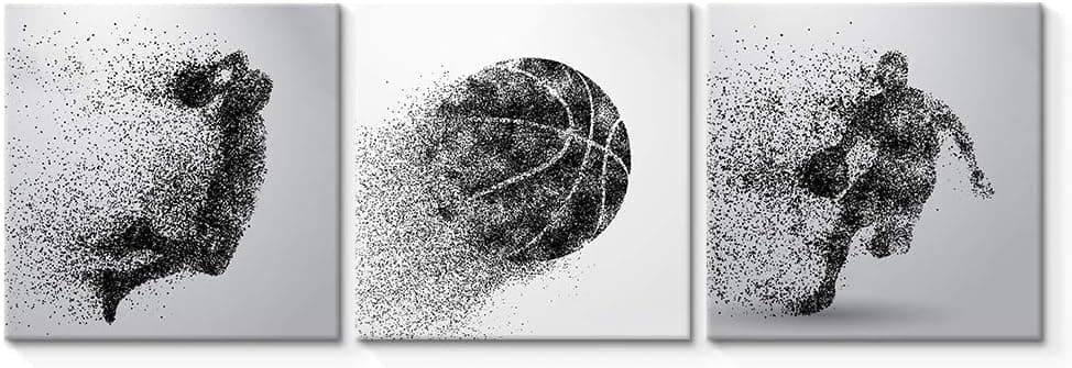 wall26 3 Panel Canvas Wall Art Play Basketball Pictures Home Wall Decorations for Bedroom Living Room Paintings Canvas Prints Framed - 16"x16"x3 Panels