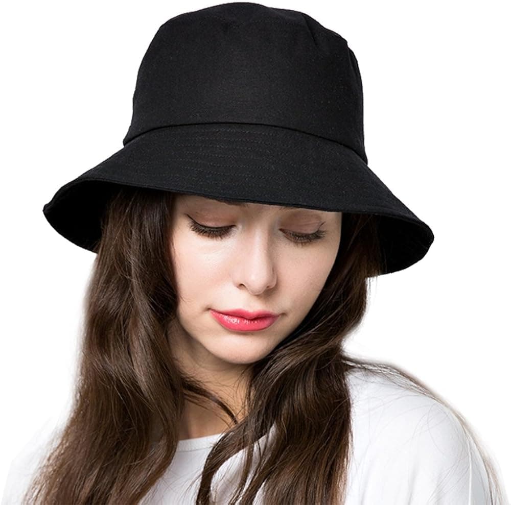 Cotton Bucket Hats for Women Sun Beach Hat Teens Girls Wide Brim Summer Fisherman's Caps UPF 50+