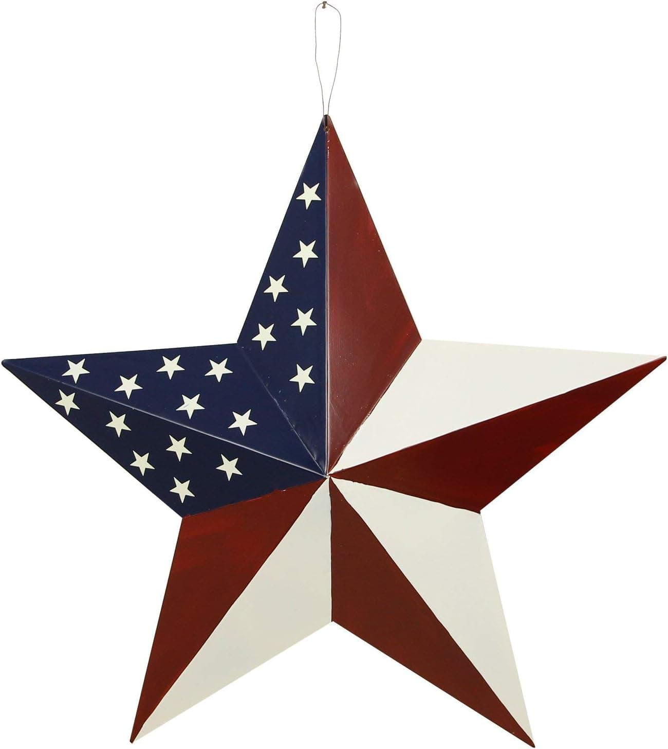 Metal Barn Star, American Patriotic Star Wall Decoration Outdoor Indoor Hanging Wall Decor Star Ornament 21Inch (American Barn Star-E)